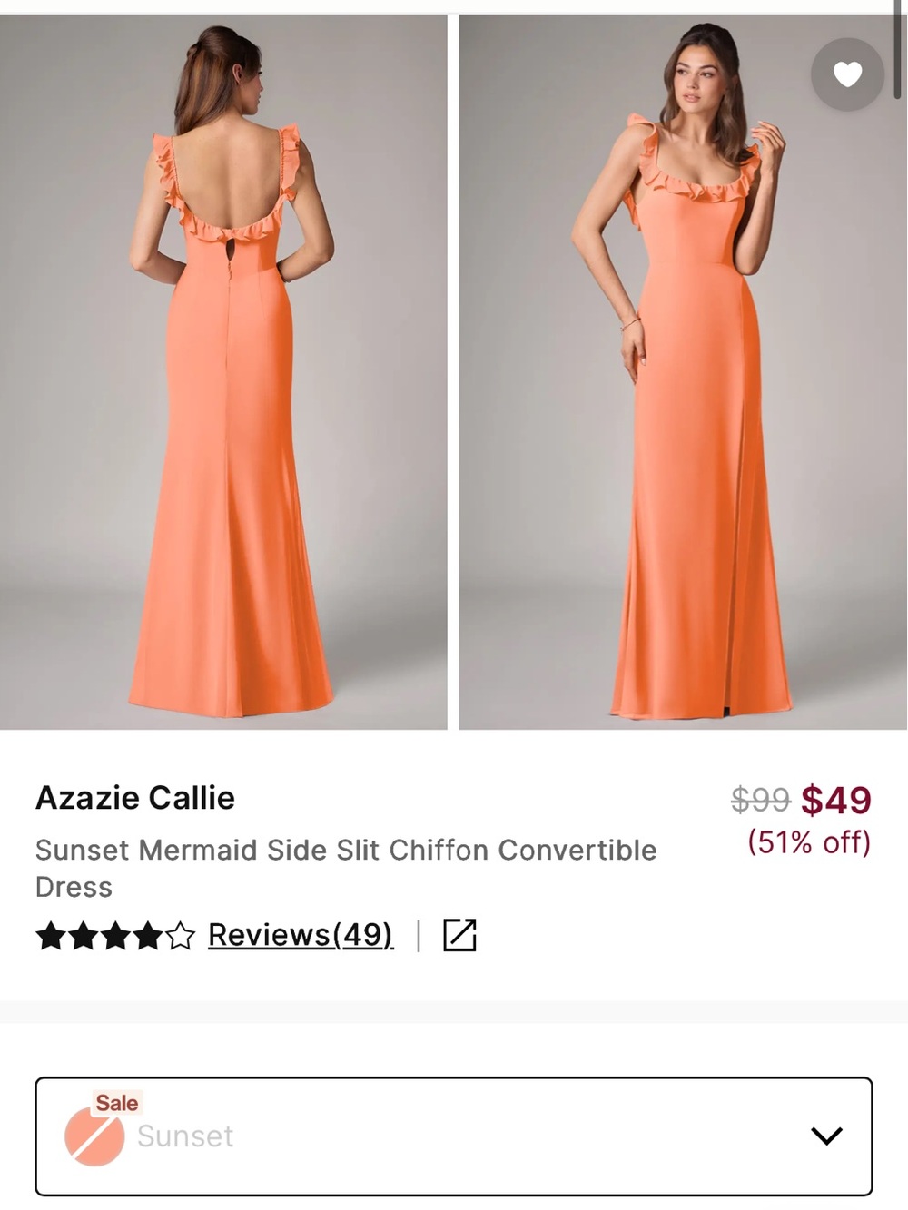 Azazie Callie - Sunset Mermaid Side Slit Chiffon Convertible Dress